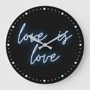 Neon Love is Love Word Art Grote Klok