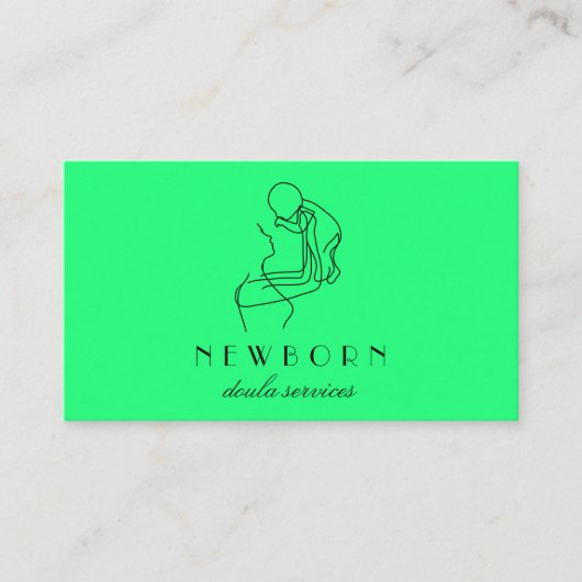 Neon Love Nurture Design met vrouwelijke Baby Visitekaartje (Voorkant)