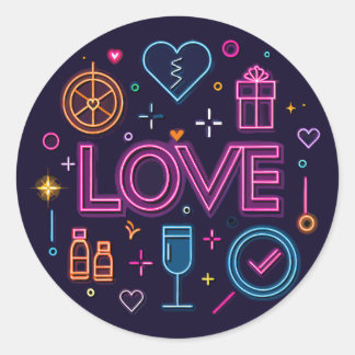Neon Love Ronde Sticker