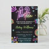 Neon Lumière 13e anniversaire Invitation (Debout devant)