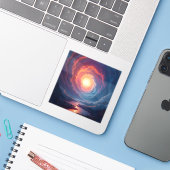 Neon Maelstrom - Square Vinyl  Sticker (Laptop met iPhone)