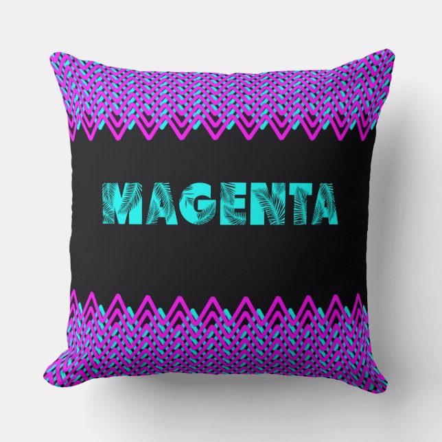 Neon Magenta Chevron-Sierkussen Kussen (Voorkant)