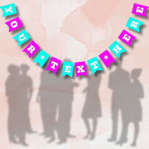 Neon Magenta en Turquoise Solid Color   Aangepast Vlaggetjes