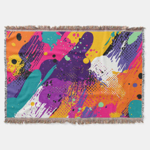 Neon Magenta Paarse Grunge Verfspatten Deken