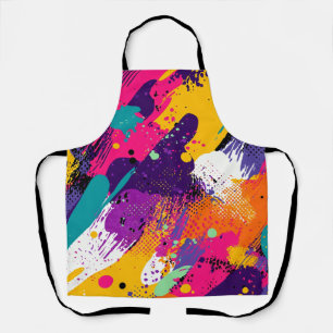 Neon Magenta Paarse Grunge Verfspatten Schort