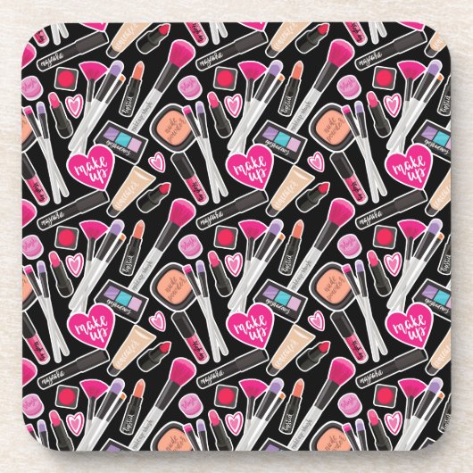 Neon Makeup Pattern Bier Onderzetter (Voorkant)