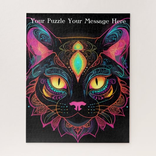 Neon Mandala Cat Legpuzzel (Verticaal)