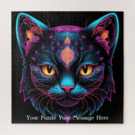 Neon Mandala Cat Legpuzzel (Verticaal)