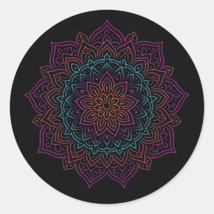 Neon Mandala Glow – Ethetisch  patroon Ronde Sticker