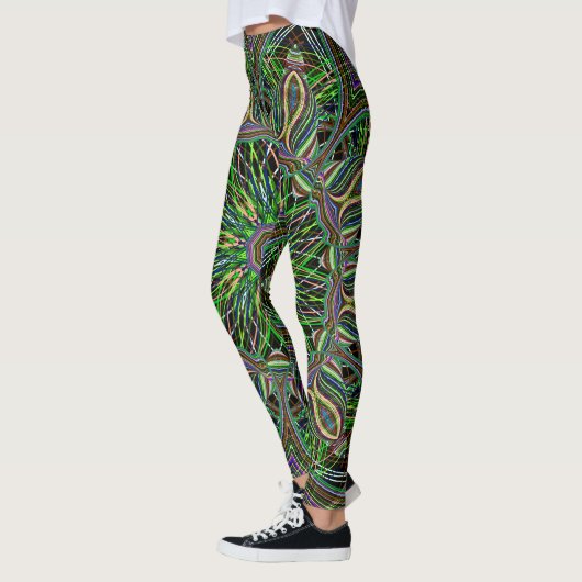 Neon Mandala Motif Yoga Leggings (Gauche)