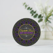 Neon Mandala Super Bat mitzvah Round Invitation (Debout devant)