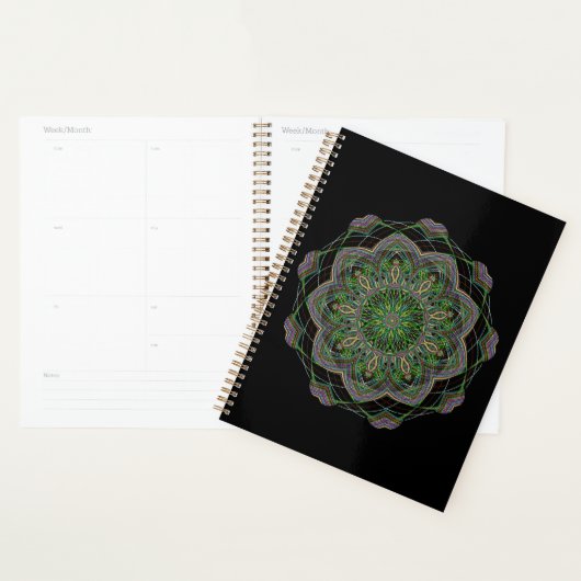 Neon Mandala Trippy Fractal Art Rosette Motif (Devant avec enveloppe)
