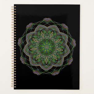Neon Mandala Trippy Fractal Art Rosette Motif