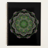 Neon Mandala Trippy Fractal Art Rosette Pattern Planner (Voorkant)
