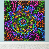 Neon Mandella Print (Insitu (Houten vloer))