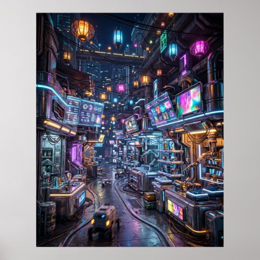 Neon Markt District Poster (Voorkant)