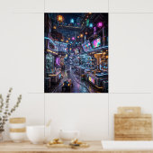 Neon Markt District Poster (Keuken)