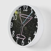 Neon Martini Drink design Bar Kitchen Wall Clock (Hoek)