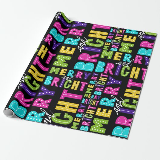 Neon Merry en Bright Cadeaupapier (Uitgerold)