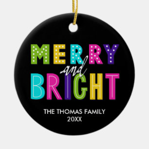 Neon Merry en Bright Keramisch Ornament