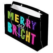 Neon Merry en Bright Large Cadeauzakje (Achterkant Gekanteld)