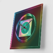 Neon, Metallic regenboog, Funky Abstract Clock Vierkante Klok (Hoek)