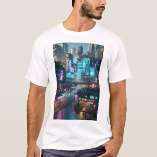 Neon Metropolis: Cyber Punk straatbeeld T-shirt