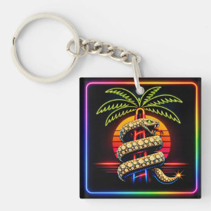 Neon Miami Nights Diamanten luxe Sleutelhanger