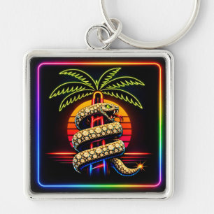 Neon Miami Nights Diamanten pracht Luxe Sleutelhanger