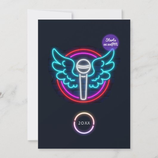 Neon Microphone Graduation Party Invitation (Devant)