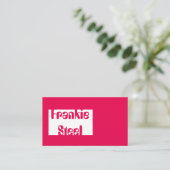 Néon minimaliste rose et blanc carte de visite (Debout devant)