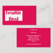 Néon minimaliste rose et blanc carte de visite (Devant / Derrière)