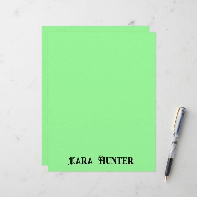 Neon Mint Kleur | Modern zwart gepersonaliseerd sc Briefhoofd (Voorkant / Achterkant in situ)