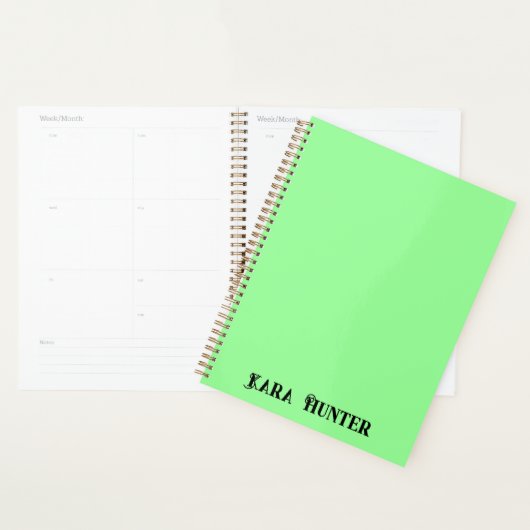 Neon Mint Kleur | Modern zwart gepersonaliseerd sc Planner (Display)