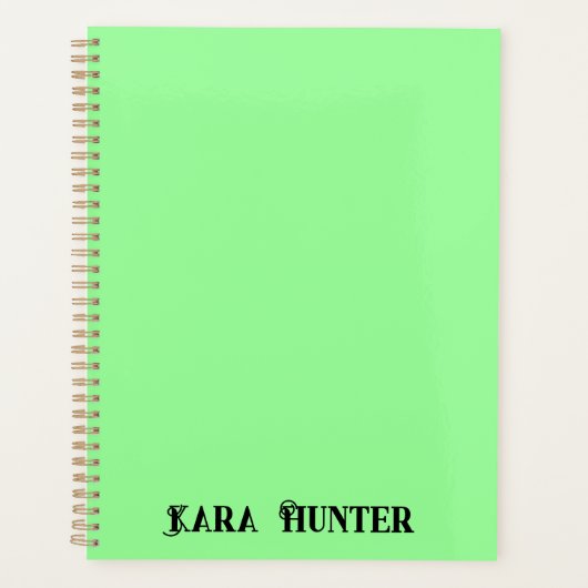 Neon Mint Kleur | Modern zwart gepersonaliseerd sc Planner (Voorkant)