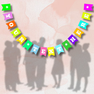 Neon mix effen kleur   Aangepast Vlaggetjes