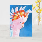 Neon Mohawk - Roze Cockato Kaart (Gele Bloem)