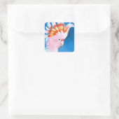 Neon Mohawk - Roze Cockato Vierkante Sticker (Tas)