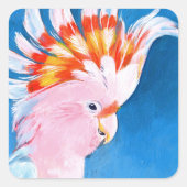 Neon Mohawk - Roze Cockato Vierkante Sticker (Voorkant)