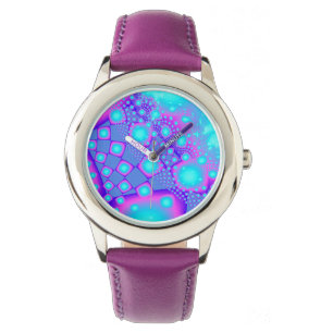 Neon Molecules Psychedelic Fractal Horloge