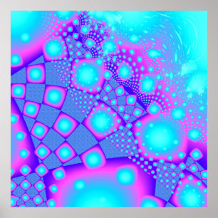 Neon Molecules Psychedelic Fractal Poster