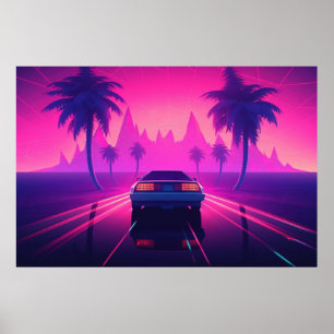 Neon Momentum: stuwen in Synthwave Dimension Poster