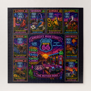 Neon Mother Road Statenkaart Legpuzzel
