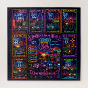 Neon Mother Road Stempel Collage Legpuzzel