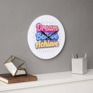 Neon motivatie citaat 'Droom geloof bereiken' Grote Klok