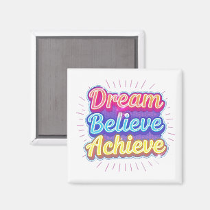 Neon motivatie citaat 'Droom geloof bereiken' Magneet