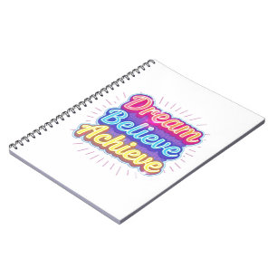 Neon motivatie citaat 'Droom geloof bereiken' Notitieboek