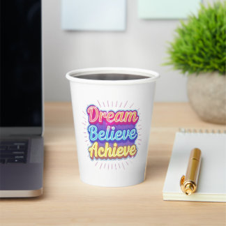 Neon motivatie citaat 'Droom geloof bereiken' Papieren Bekers