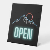 Neon Mountain Open Reclamebord Met Voetstuk (Voorkant)