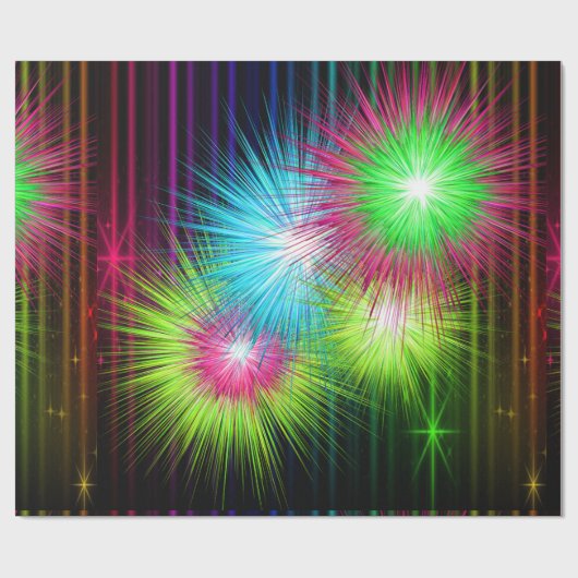 Neon Multi Color Starburst Paint Spletters Large Cadeaupapier (Vlak)